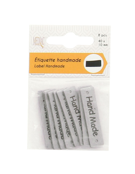Set of 6 faux leather labels - Hand Made gray