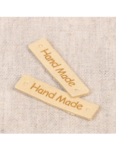 Set of 6 faux leather labels - Hand Made ivory