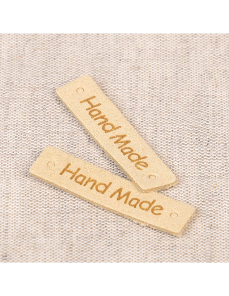 Set of 6 faux leather labels - Hand Made ivory