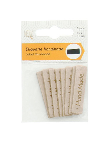 Set of 6 faux leather labels - Hand Made ivory