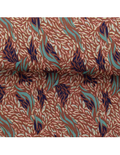 Fancy viscose fabric - Kallis brown and blue
