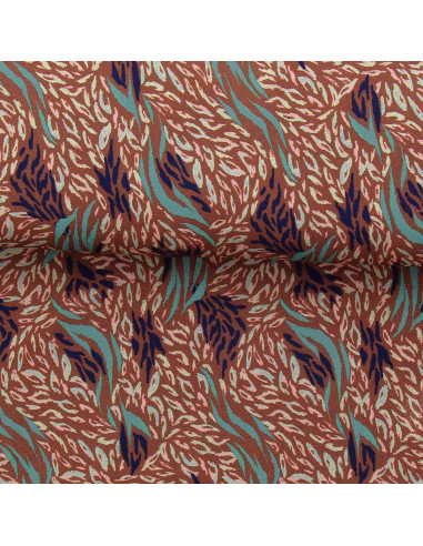 Fancy viscose fabric - Kallis brown and blue