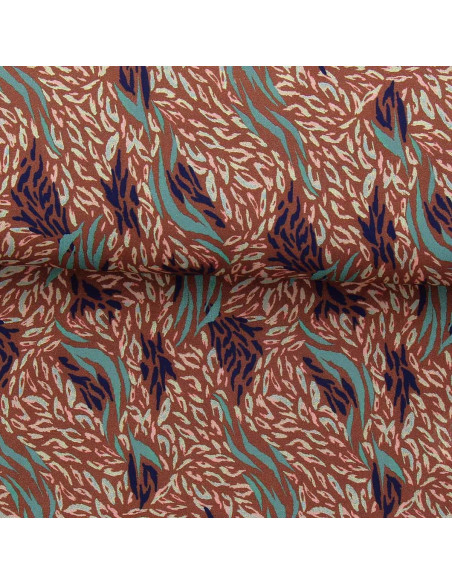 Fancy viscose fabric - Kallis brown and blue