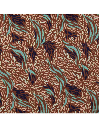 Fancy viscose fabric - Kallis brown and blue