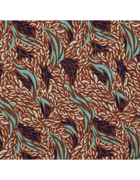 Fancy viscose fabric - Kallis brown and blue