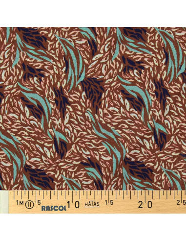 Fancy viscose fabric - Kallis brown and blue
