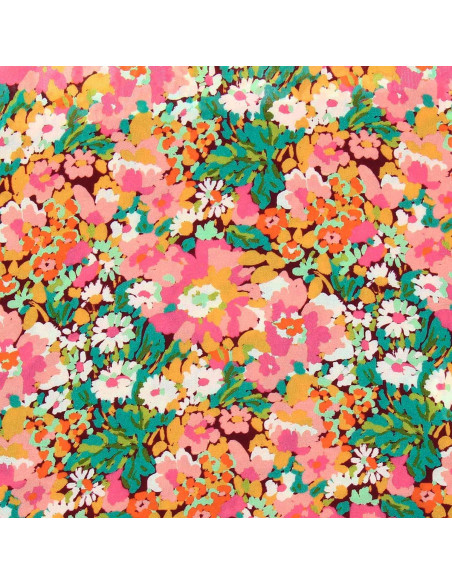 Fancy viscose fabric - Silene brown and pink