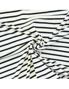 Breton striped jersey fabric - Ecru and black