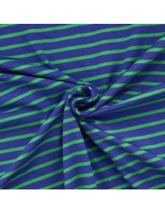 Breton striped jersey fabric - Blue and green