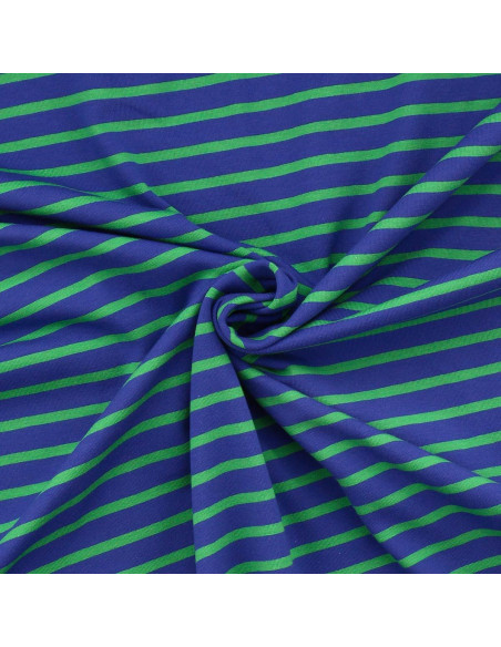 Breton striped jersey fabric - Blue and green