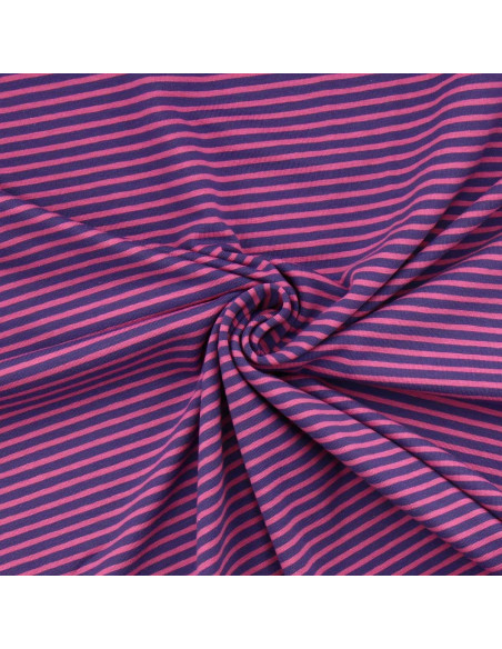 Striped marine jersey fabric - Violet and petunia