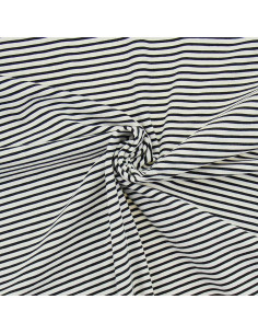 Striped marine jersey fabric - Ecru and black