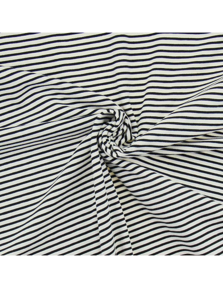 Striped marine jersey fabric - Ecru and black