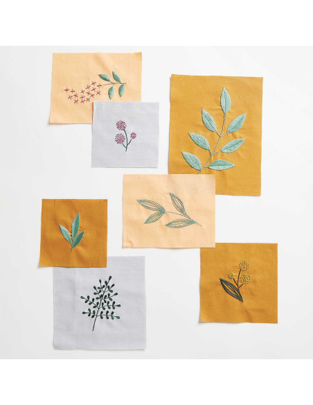 Set of 10 special embroidery fabric coupons - Earthy