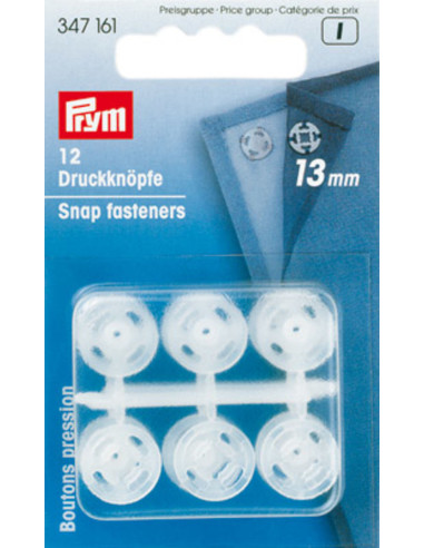 Transparent plastic snap buttons 13 mm
