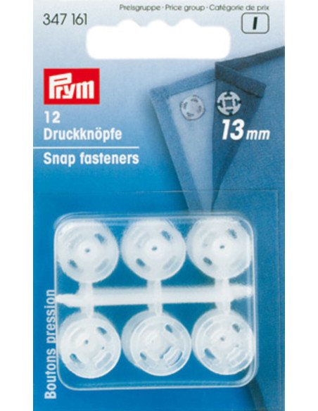 Transparent plastic snap buttons 13 mm