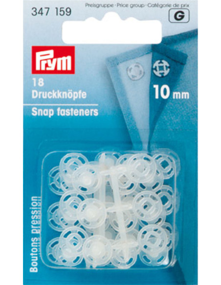 Transparent plastic snap buttons 10 mm