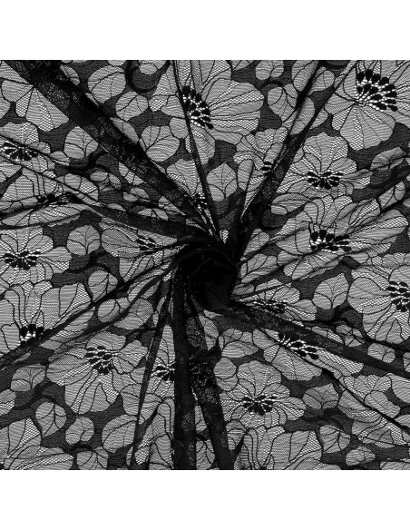 Léonie Elastic Lace Fabric - Black