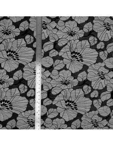 Léonie Elastic Lace Fabric - Black