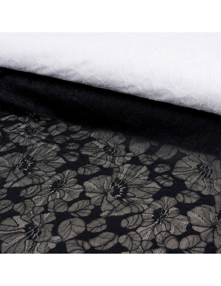 Léonie Elastic Lace Fabric - Black
