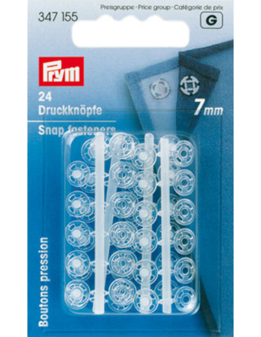 Transparent plastic snap buttons 7 mm