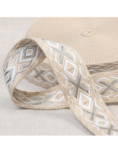 Ethnic strap - Beige and silver