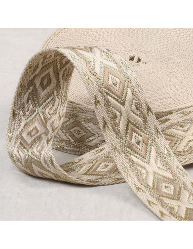 Ethnic strap - Beige and gold