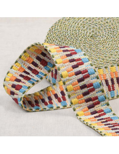 Ethnic strap - Light blue, red, burgundy, orange, and yellow