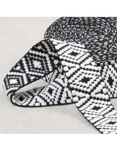 Ethnic strap - Black and white diamond