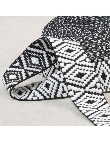 Ethnic strap - Black and white diamond