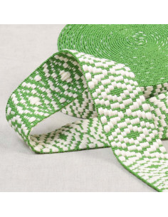 Ethnic strap - White and green diamond