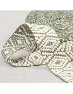 Ethnic strap - White and light khaki diamond