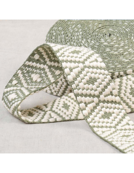 Ethnic strap - White and light khaki diamond