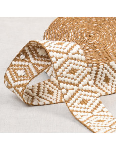 Ethnic strap - White and beige diamond