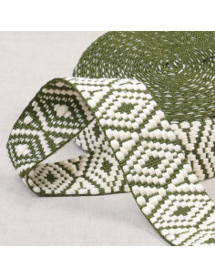 Ethnic strap - White and khaki diamond