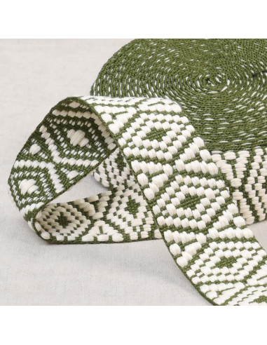 Ethnic strap - White and khaki diamond