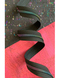 5 mm nylon zipper 274 cm - Black iridescent mesh