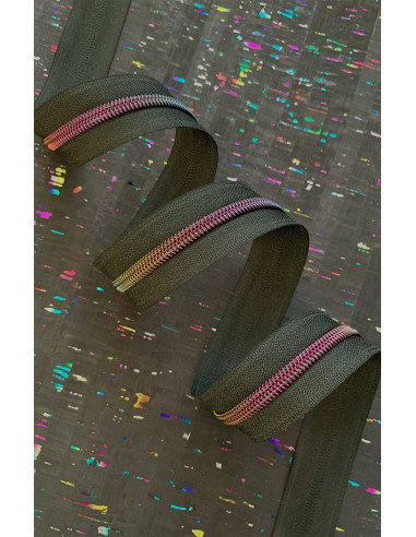 5 mm nylon zipper 274 cm - Black iridescent mesh