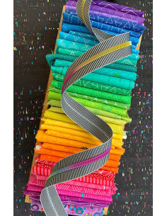 5 mm nylon zipper 274 cm - Black and white stripes with iridescent mesh 2