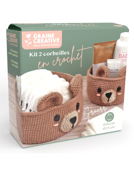 Crochet Kit 2 Baskets - Bear