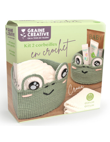 Crochet kit for 2 baskets - Frog