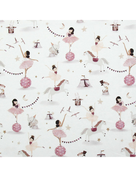 Cotton poplin fabric - White and purple Equilibriste