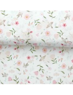 Cotton poplin fabric - Pretty white and pink