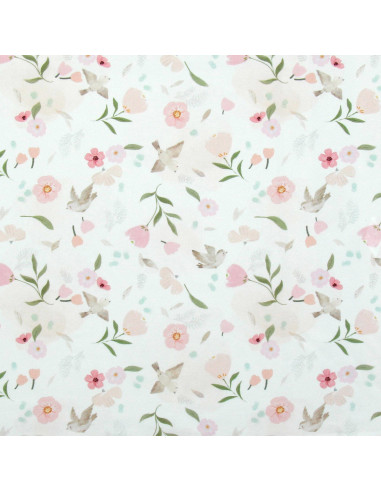 Cotton poplin fabric - Pretty white and pink