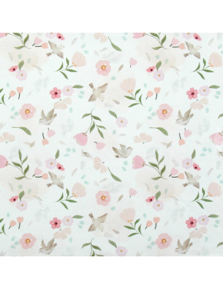 Cotton poplin fabric - Pretty white and pink