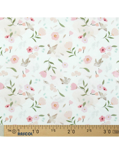 Cotton poplin fabric - Pretty white and pink