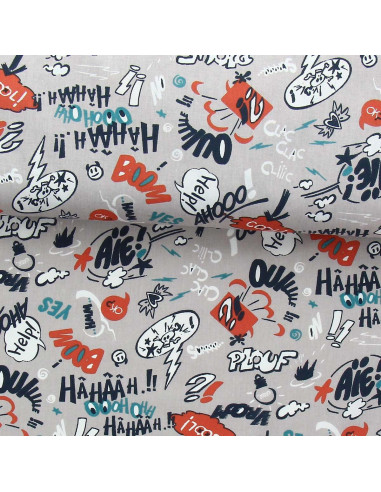 Cotton poplin fabric - Cool gray and blue