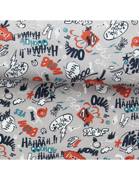 Cotton poplin fabric - Cool gray and blue