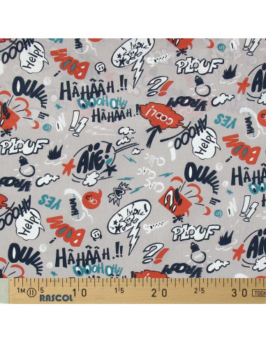 Cotton poplin fabric - Cool gray and blue