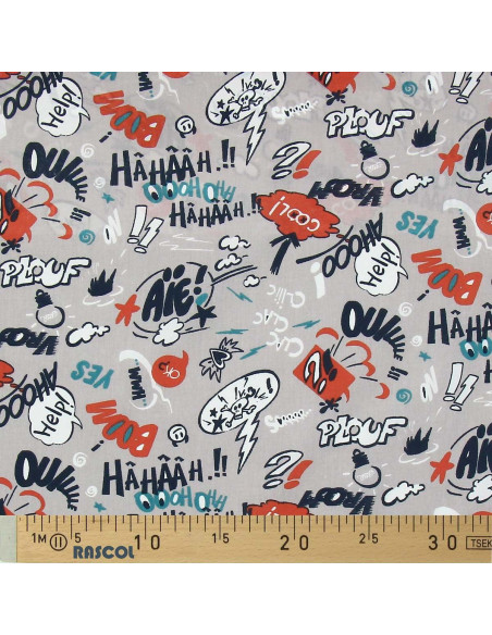 Cotton poplin fabric - Cool gray and blue